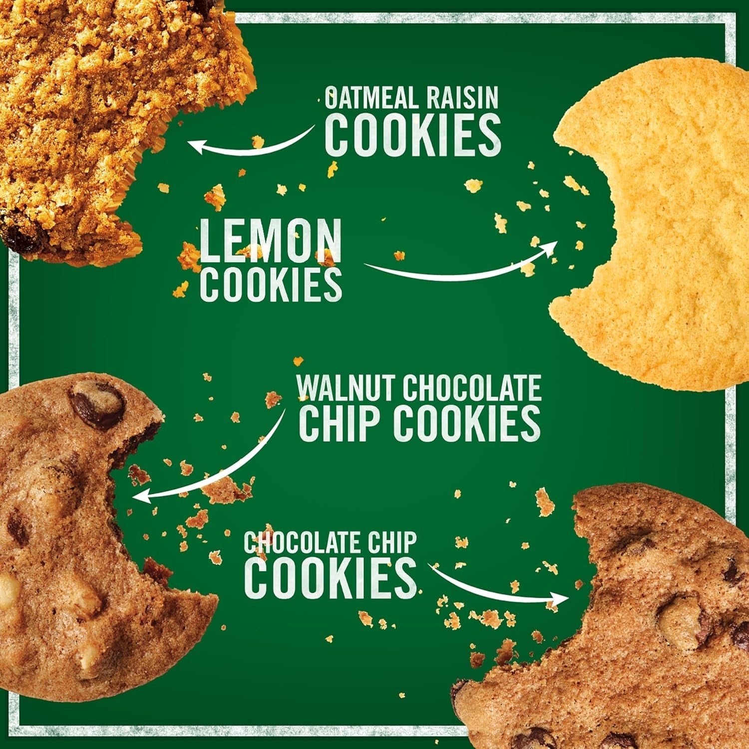 Tate's Bake Shop Cookies Variety Pack, Oatmeal Raisin Cookies, Chocolate Chip Cookies, Lemon Cookies & Chocolate Chip Walnut Cookies, 4 - 7 oz Bags