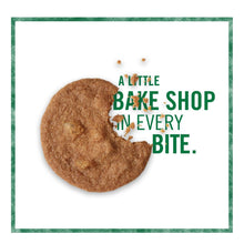 Gluten-free cookie with slogan 'A little bake shop in every bite'.