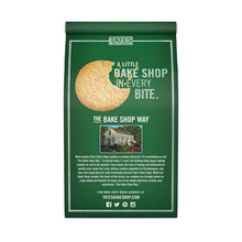 Back of green Tate's Bake Shop cookie bag with A little bake shop in every bite