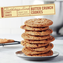 Butter Crunch cookies stack on a plate, crisp thin baked cookies