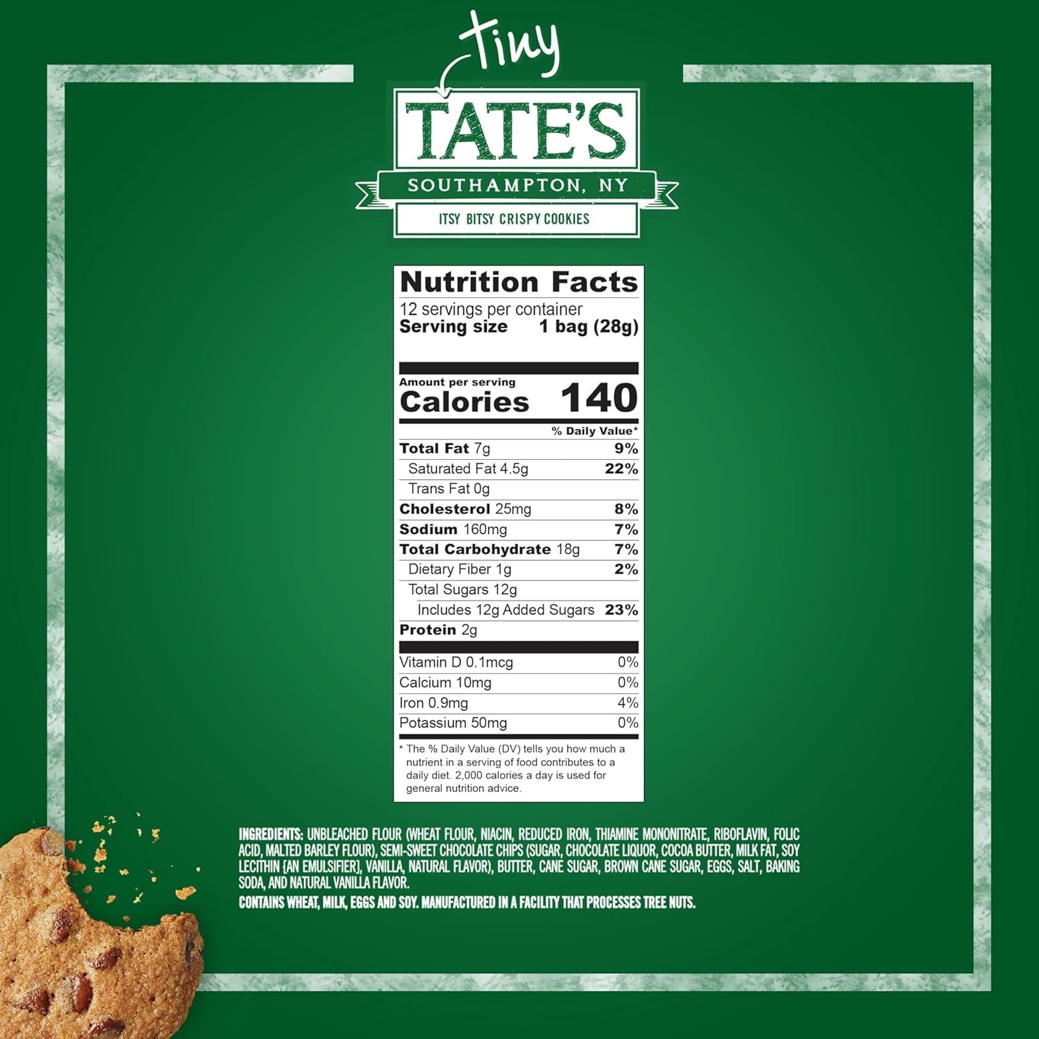 Tate's Bake Shop Chocolate Chip Cookies Tiny Tate's – Bite Size Crispy Cookies (50 x 1 oz Packs)