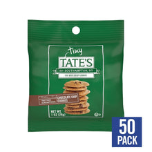 Tiny Tate's chocolate chip cookies 1 oz bag with stacked cookie graphics