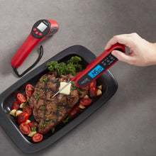 Red digital thermometer gun and handheld probe thermometer, Taylor 2-piece set