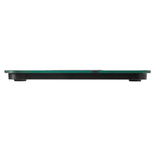 Body composition scale slim platform with low-profile feet, side view.