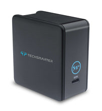 Techsmarter 60W USB-C PD wall charger, black cube with blue 65W logo
