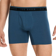 Men's boxer briefs, solid teal-blue with elastic waistband
