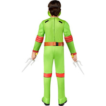 Green ninja turtle children's muscle suit back with orange belt and foam swords