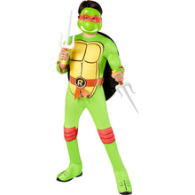 Green ninja turtle children's muscle suit with mask and foam sword
