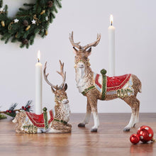 Deer candle holder set with two standing deer and upright candles