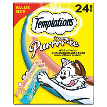 Temptations lickable puree cat treat box with creamy Purrrrree salmon flavor, 24-pack
