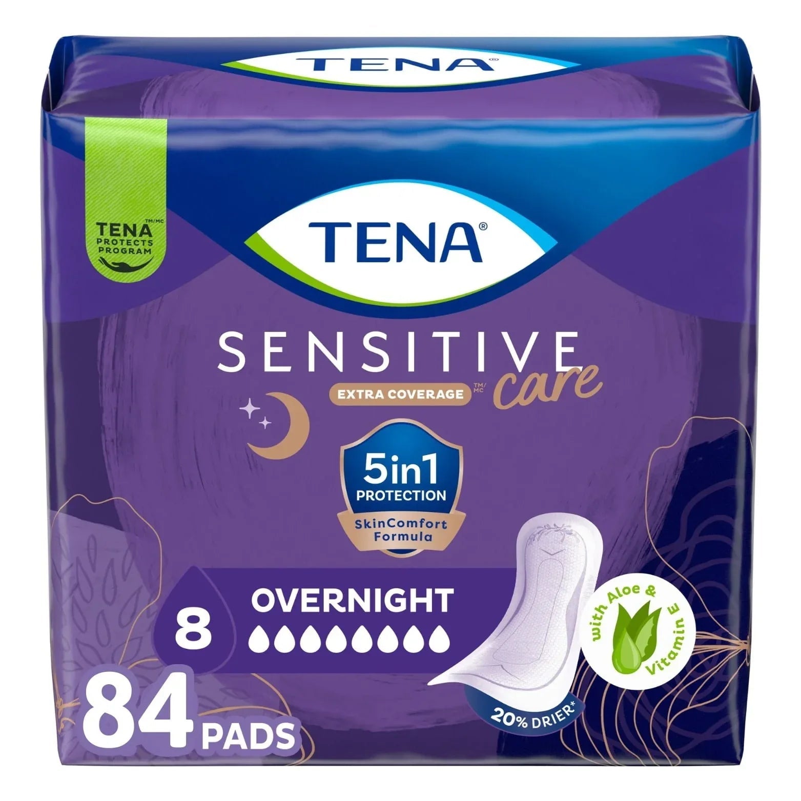 Tena Sensitive Care Extra Coverage Overnight Incontinence Pads