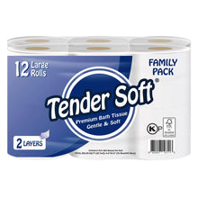 2-ply bath tissue family pack, white rolls with blue label, 12 large roll tub