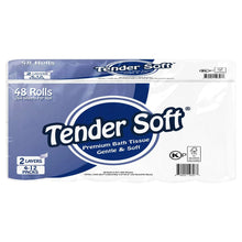 2-ply bath tissue roll multipack, white rolls with blue label, 48-count packaging