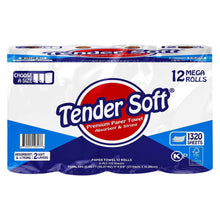 2-ply paper towel multipack: 12 mega rolls, 1320 sheets total