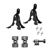 Black suction tripod phone mounts, screws and base clips, two-pack set