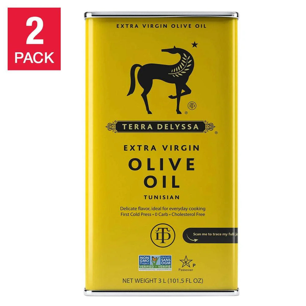 Terra Delyssa First Cold Press Extra Virgin Olive Oil 3L, Tin, 2-count - USA MEGA SHOP