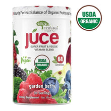 Terra Kai USDA organic juice super fruit & veggie powder container, garden berry flavor