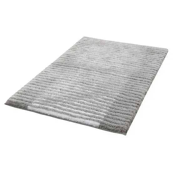 Textured Stripe Microfiber Bath Rug