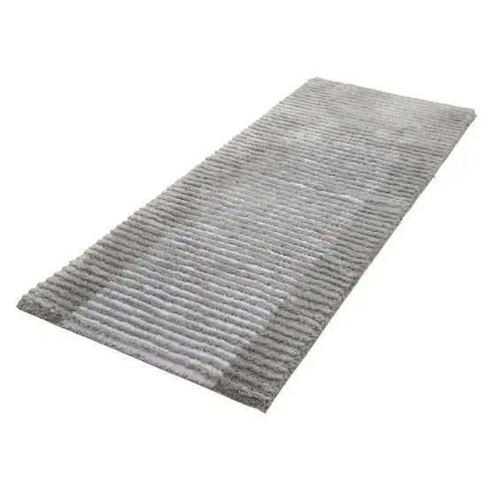 Textured Stripe Microfiber Bath Rug