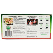 Coconut milk carton side label with USDA organic info and serving directions