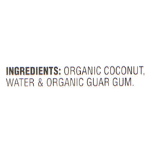 Coconut milk carton ingredients panel: organic coconut, water, and organic guar gum