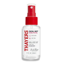 Thayers Facial Mist Rose Petal travel face mist bottle, white with red spray cap
