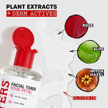 Thayers facial toner bottle with red cap and plant extract ingredient callouts