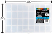 Large clear plastic bead keeper box with 32 compartments
