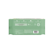 Back panel of plant-based hydrate + cleanse wipes container, details and barcode