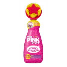 Carpet & upholstery stain remover bottle with yellow star brush scrubber top