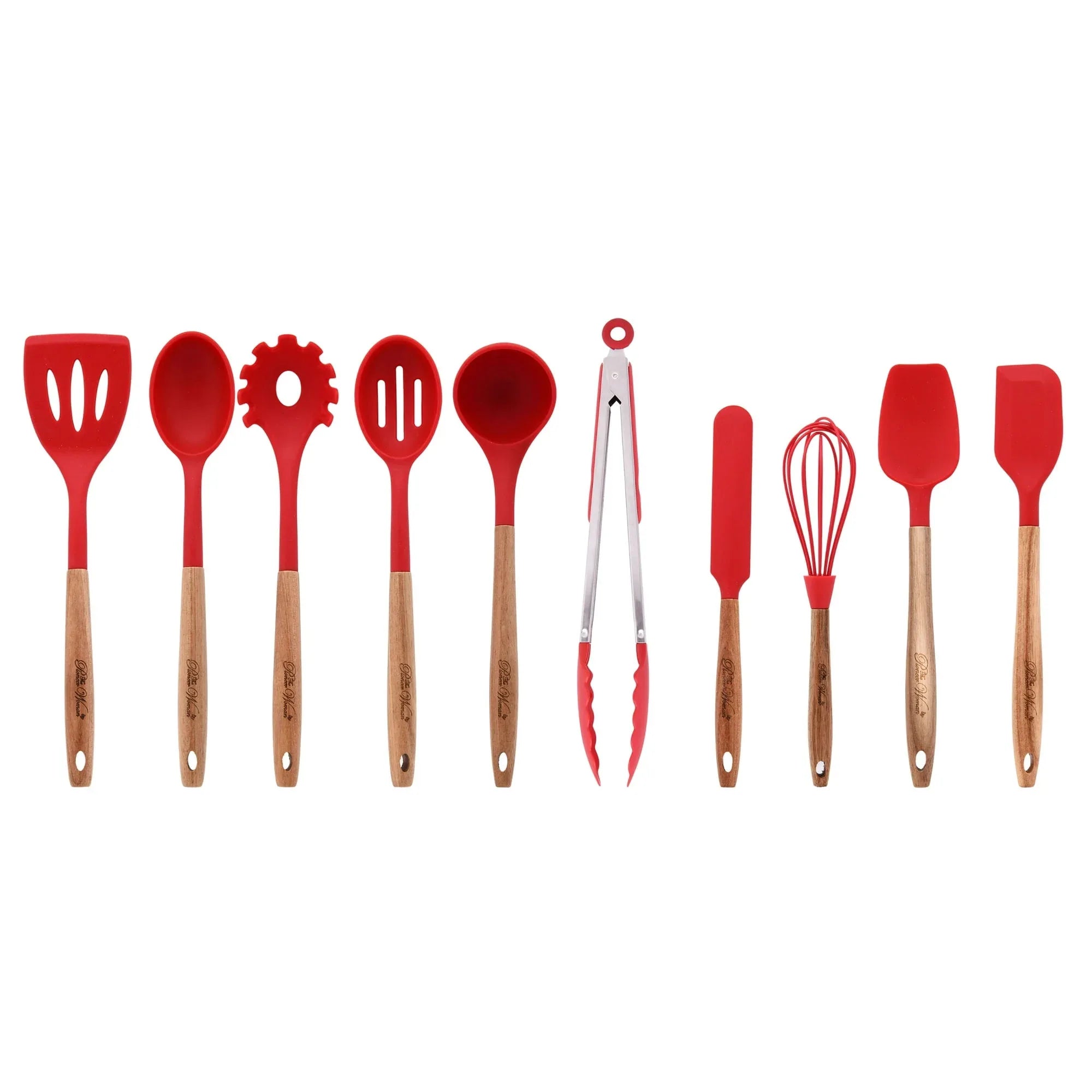 The Pioneer Woman 10-Piece Silicone and Acacia Wood Handle Cooking Utensils Set