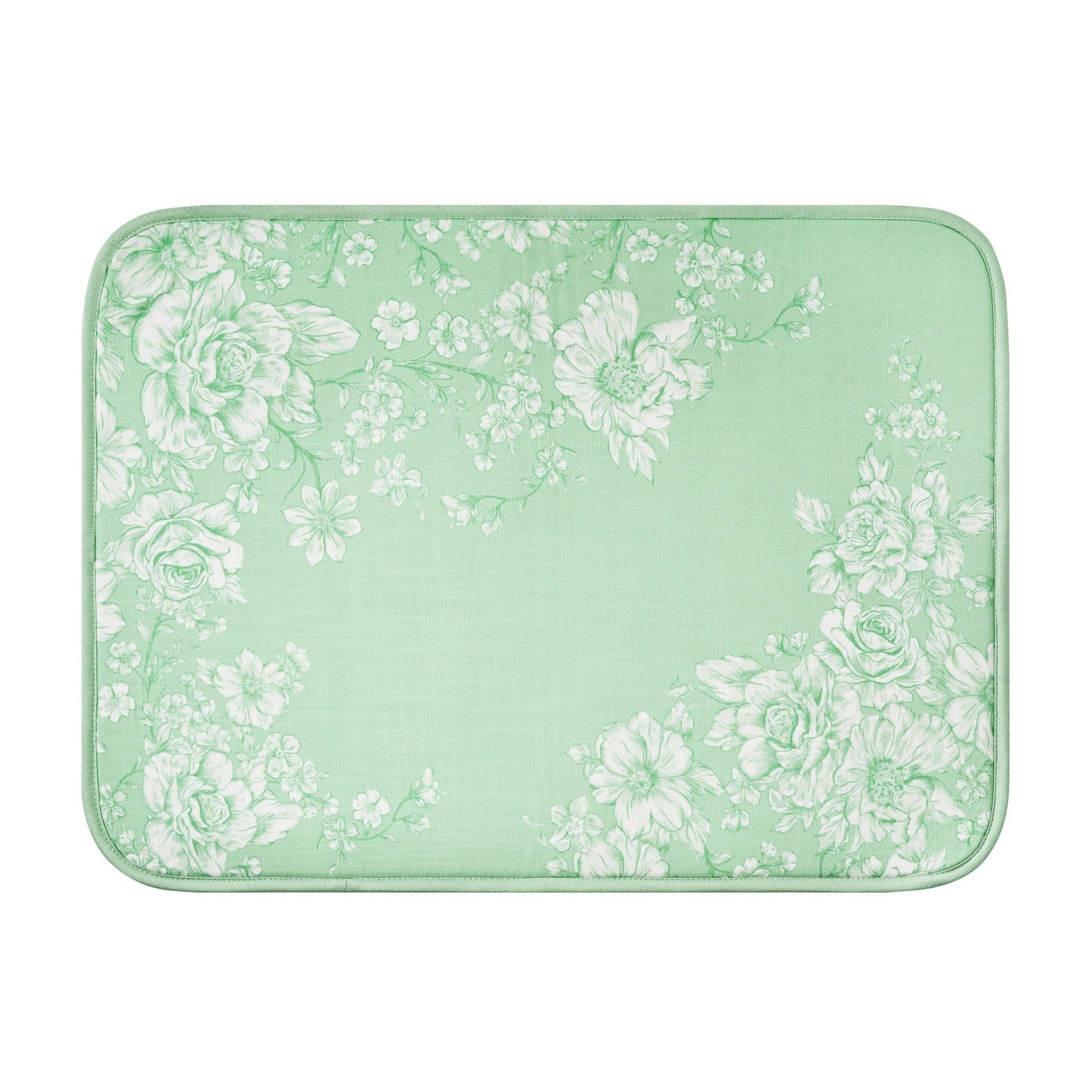 The Pioneer Woman Agatha 100% Polyester Dish Drying Mat, Green, 18" x 24"