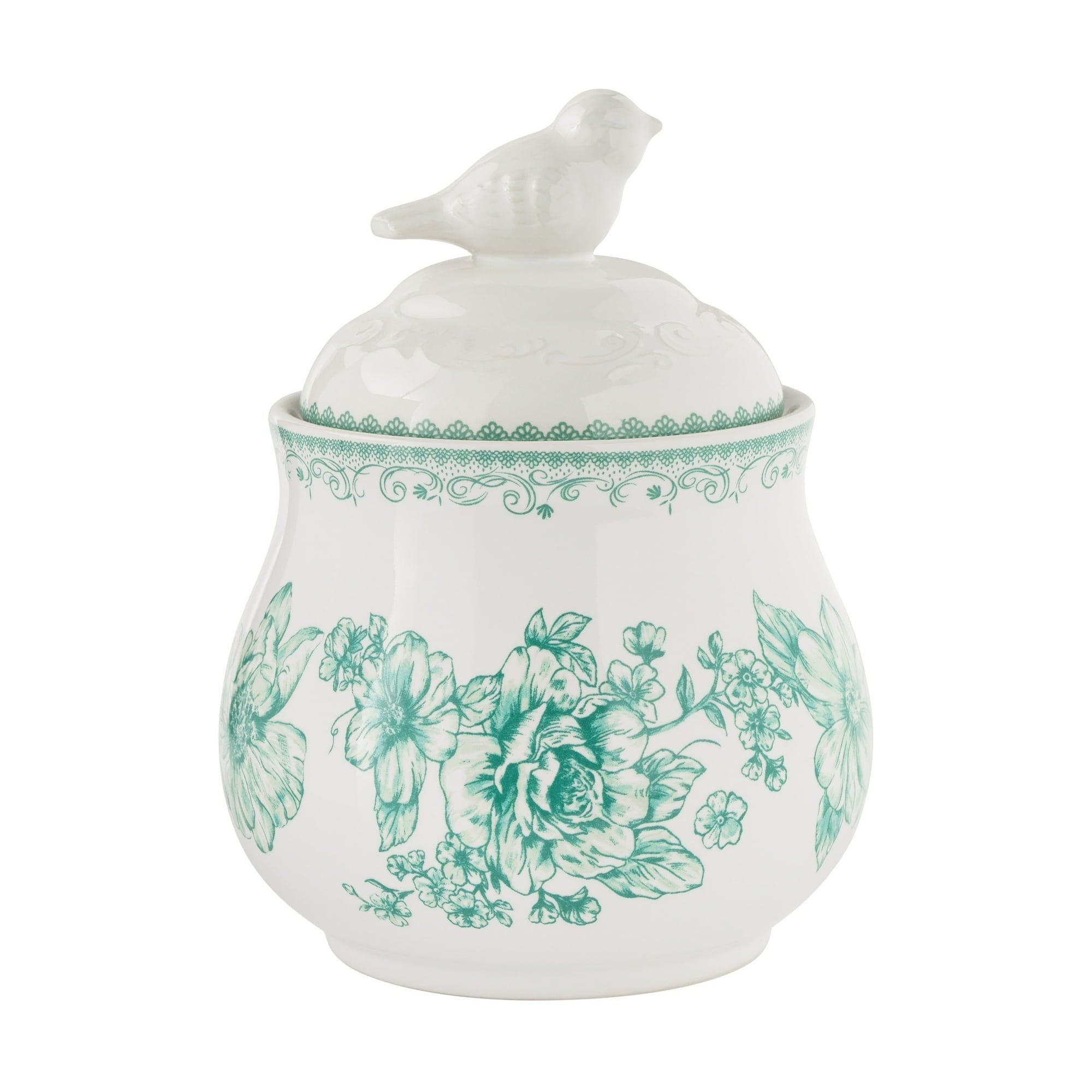 The Pioneer Woman Agatha Stoneware Sugar Bowl with Lid, Green
