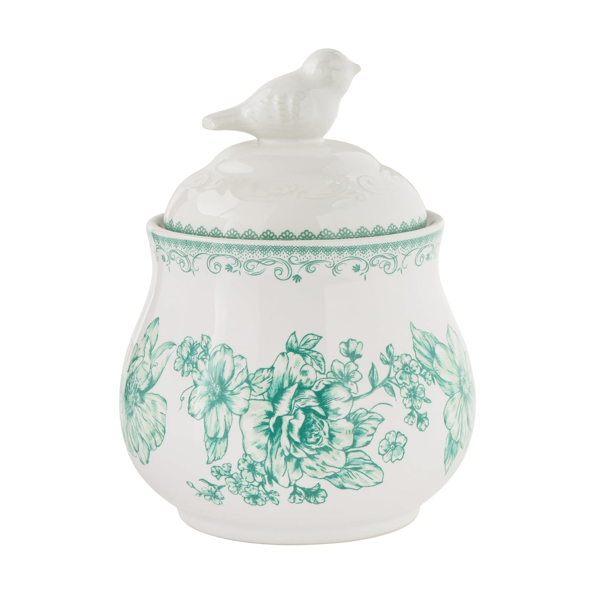 The Pioneer Woman Agatha Stoneware Sugar Bowl with Lid, Green