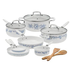 The Pioneer Woman 12-Piece Classic Ceramic Cookware Set, Agatha Blue - USA MEGA SHOP