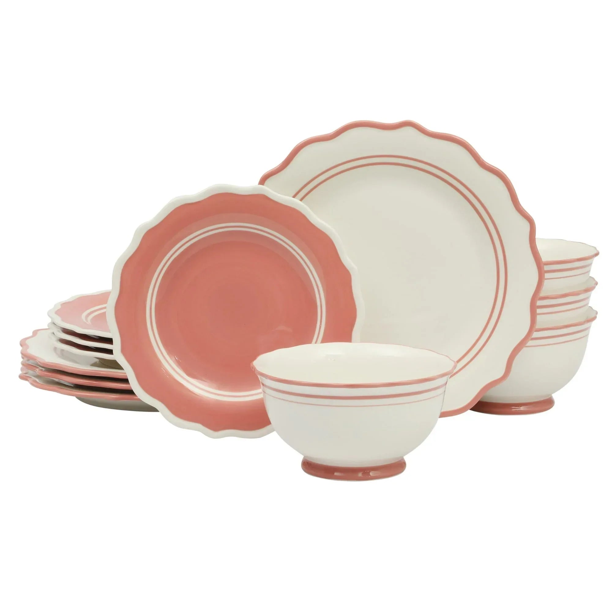 The Pioneer Woman Ainsley 12-Piece Ceramic Dinnerware Set, Sage Blue