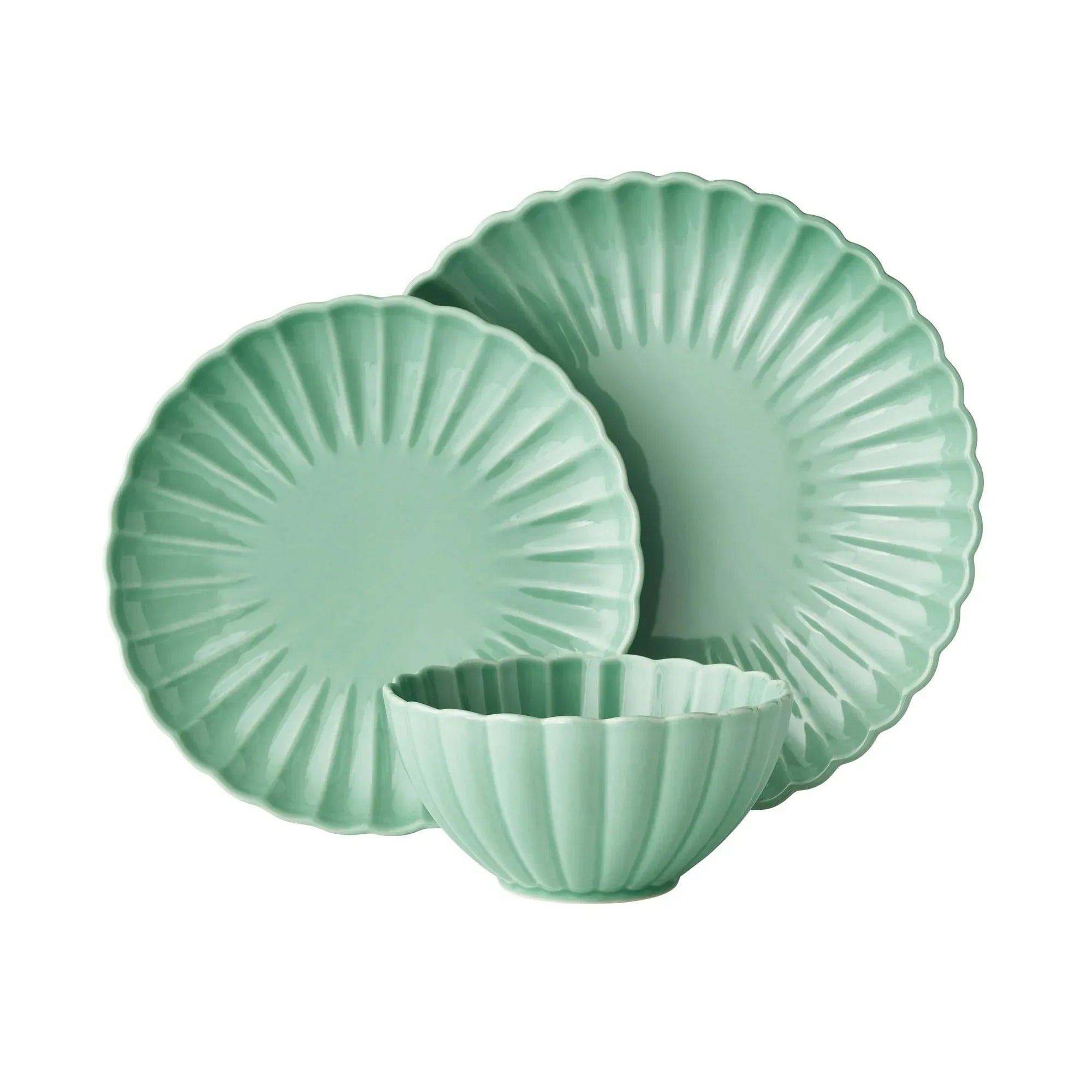 The Pioneer Woman Colette 12-Piece Stoneware Dinnerware Set, Cream