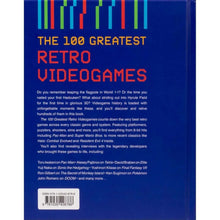 Hardcover book back cover, blue with retro videogames title and barcode