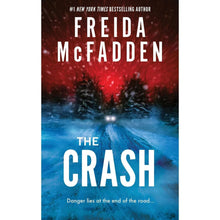 Paperback book cover, The Crash by Frieda McFadden, red and blue