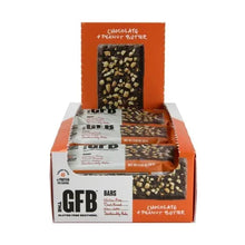 Gluten-free chocolate peanut butter bar box with wrapped bar stack