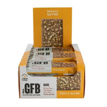 Gluten-free peanut butter bar box with wrapped bar stack