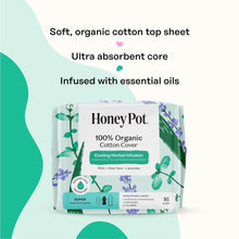 Super pad with wings featuring 100% organic cotton cover, herbal infusion, 16 count
