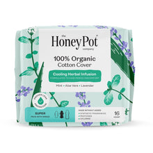Herbal super pads with wings, organic cotton cover; mint, aloe vera, lavender, 16 count