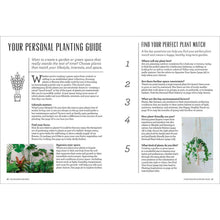 Open book pages with planting guide headings and numbered plant-match section