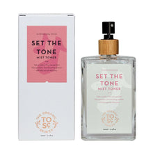 Hydrating mist toner bottle with bamboo pump and product box