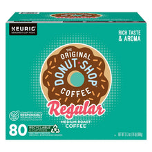 Keurig Original Donut Shop regular coffee K-Cup pods box, 80-count, front view