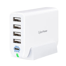 CyberPower wall charger with four USB ports and USB-C 30W PD