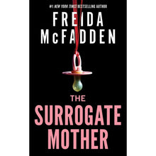 Paperback book cover: The Surrogate Mother by Freida McFadden, candle and text