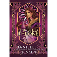 Paperback fantasy novel cover with woman in purple dress, The Twisted Throne title