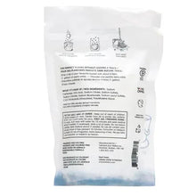 White floor cleaner tabs pouch back with ingredient and directions text